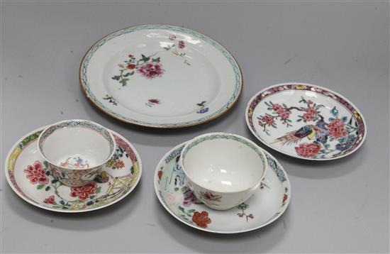 A group of 18th century Chinese famille rose teawares